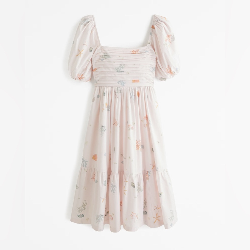 Abercrombie & Fitch Emerson Poplin Puff Sleeve Midi Dress XXS